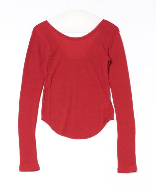 CLANE(クラネ)の「CLANE/クラネ/W FACE WOOL RIB TOPS(Tシャツ/カットソー・レディース・レッド/グレー/ブラック/ホワイト・1)」の4枚目の写真