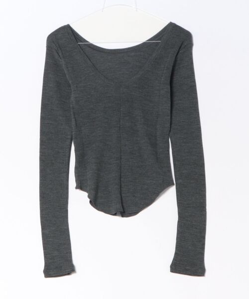 CLANE(クラネ)の「CLANE/クラネ/W FACE WOOL RIB TOPS(Tシャツ/カットソー・レディース・レッド/グレー/ブラック/ホワイト・1)」の5枚目の写真
