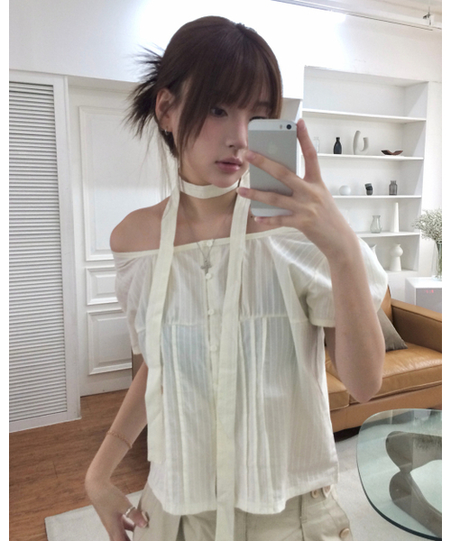 HAVISM（ヘビズム）の「SCARF SQUARE NECK BLOUSE(IVORY)（シャツ/ブラウス・レディース・その他・FREE）」の2枚目の写真