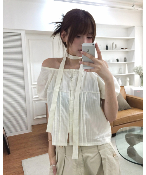 HAVISM（ヘビズム）の「SCARF SQUARE NECK BLOUSE(IVORY)（シャツ/ブラウス・レディース・その他・FREE）」の3枚目の写真