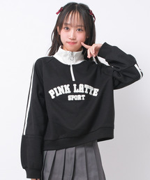 RiCO SUCRE（リコシュクレ）の「PINK LATTE SPORT サガラワッペンハーフジップ裏起毛トレーナー（スウェット）」