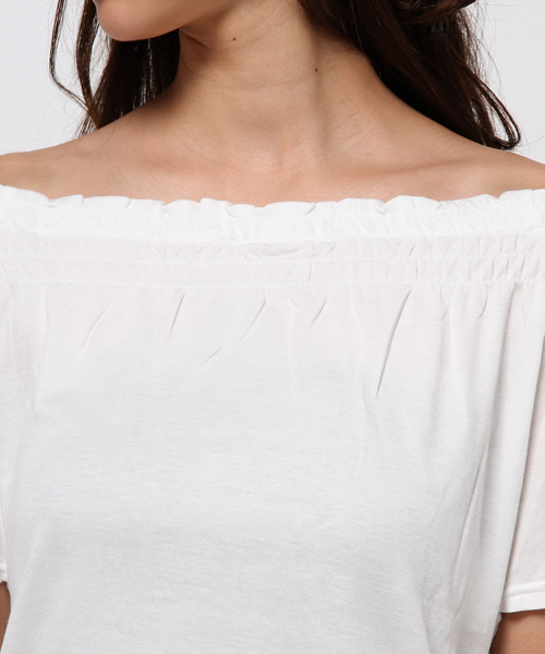 MOUSSY(マウジー)の「FLARE SLEEVE OFF SHOULDER TOPS(Tシャツ/カットソー・レディース・ネイビー/ホワイト/ブラウン/ピンク・FREE)」の8枚目の写真