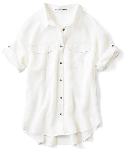 IEDIT(イディット)の「IEDITレーベルコレクション たゆんと軽やか素材が心地よい こなれルーズな洗える抜けシャツ(シャツ/ブラウス・レディース・ホワイト/ブルー/ベージュ・X-LARGE/MEDIUM/XX-LARGE/LARGE/SMALL)」の2枚目の写真