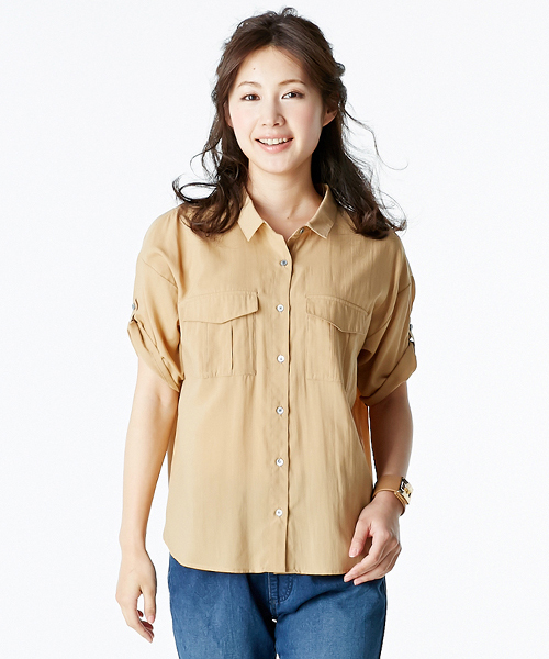 IEDIT(イディット)の「IEDITレーベルコレクション たゆんと軽やか素材が心地よい こなれルーズな洗える抜けシャツ(シャツ/ブラウス・レディース・ホワイト/ブルー/ベージュ・X-LARGE/MEDIUM/XX-LARGE/LARGE/SMALL)」の13枚目の写真