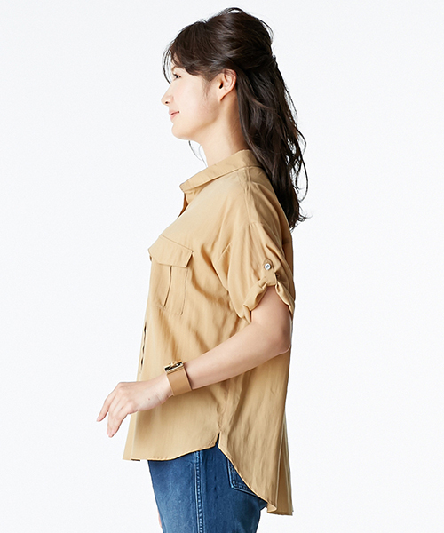 IEDIT(イディット)の「IEDITレーベルコレクション たゆんと軽やか素材が心地よい こなれルーズな洗える抜けシャツ(シャツ/ブラウス・レディース・ホワイト/ブルー/ベージュ・X-LARGE/MEDIUM/XX-LARGE/LARGE/SMALL)」の14枚目の写真