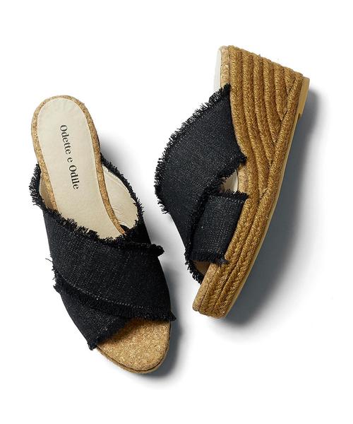 ODETTE E ODILE（オデットエオディール）の「OFC カットオフミュールウェッジ サンダル75（サンダル・レディース・ブラック/ナチュラル/オリーブ・36/35/37）」の2枚目の写真