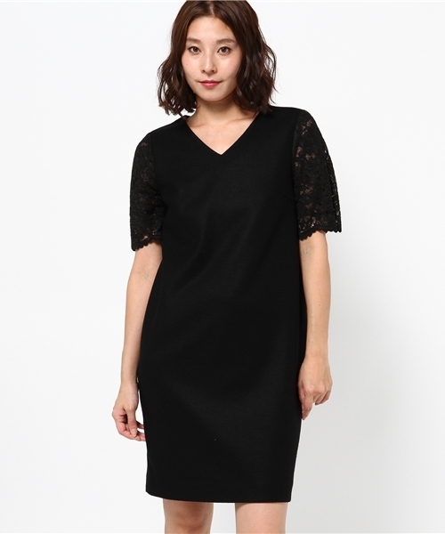 Anayi アナイ の ウール圧縮袖レースワンピース ワンピース Wear