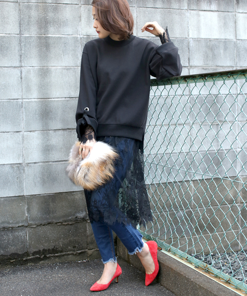 Bab Bou Jeloud（バブブージュルード）の「【Bab】袖リボンスウェットPO（スウェット・レディース・ブラック/カーキ/ホワイト・FREE）」の13枚目の写真