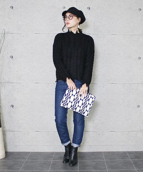reca（レカ）の「アラン編みダメージハイネックニット（ニット/セーター・レディース・ホワイト/ピンク/グレー/ブラック・FREE）」の21枚目の写真