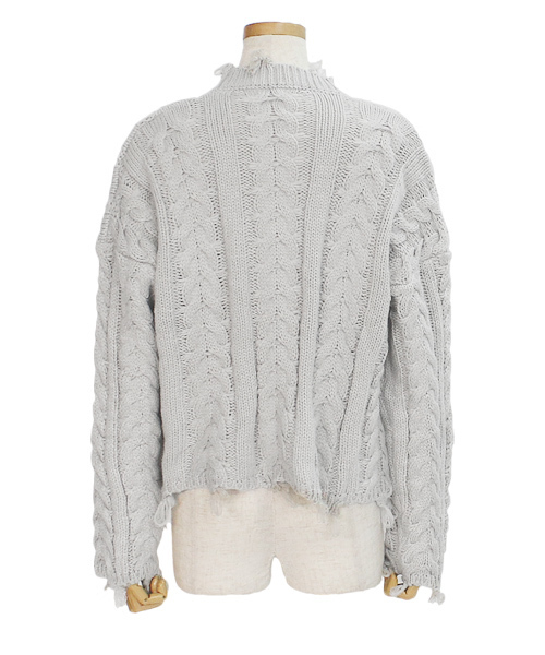 reca（レカ）の「アラン編みダメージハイネックニット（ニット/セーター・レディース・ホワイト/ピンク/グレー/ブラック・FREE）」の10枚目の写真