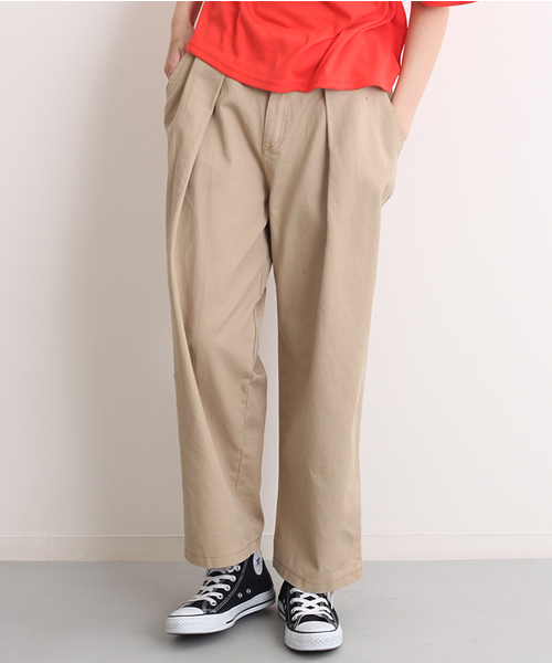 MERLOT（メルロー）の「ロングワイドタックパンツ3302（その他パンツ・レディース・ベージュ/アイボリー/カーキ/ブルー/グリーン系その他/ネイビー・FREE）」の2枚目の写真