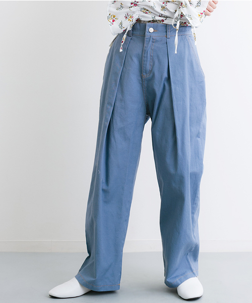 MERLOT（メルロー）の「ロングワイドタックパンツ3302（その他パンツ・レディース・ベージュ/アイボリー/カーキ/ブルー/グリーン系その他/ネイビー・FREE）」の15枚目の写真