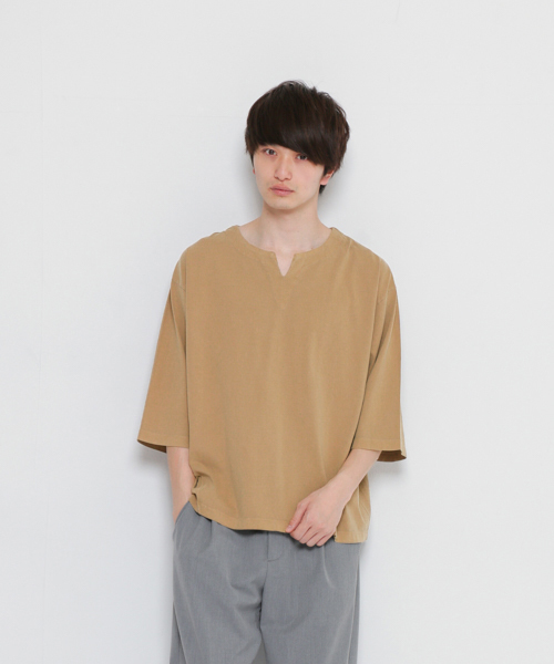 SENSE OF PLACE by URBAN RESEARCH（センスオブプレイスバイアーバンリサーチ）の「ピグメントスキッパービッグT(7分袖)（Tシャツ/カットソー・メンズ・ブラック/オフホワイト/ベージュ・LARGE/MEDIUM）」の3枚目の写真