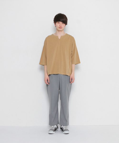 SENSE OF PLACE by URBAN RESEARCH（センスオブプレイスバイアーバンリサーチ）の「ピグメントスキッパービッグT(7分袖)（Tシャツ/カットソー・メンズ・ブラック/オフホワイト/ベージュ・LARGE/MEDIUM）」の8枚目の写真