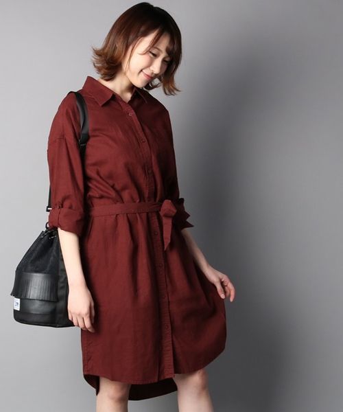 Right On ライトオン の Back Number フレンチリネンロングシャツワンピース シャツワンピース Wear