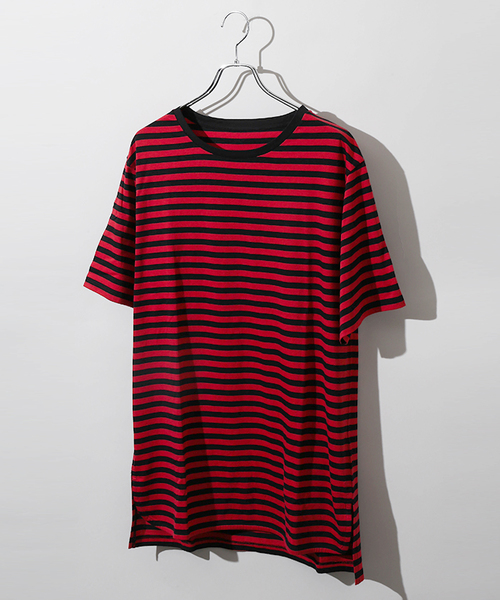 WEGO（ウィゴー）の「WEGO/リヨセルサイドスリットロングカットソー（Tシャツ/カットソー・メンズ・ホワイト系その他5/杢グレー/ホワイト/レッド系その他5・LARGE/MEDIUM）」の4枚目の写真