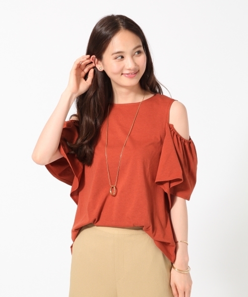 GLOBAL WORK（グローバルワーク）の「【吸水速乾】2WAYオープンショルダーTシャツ/759631（Tシャツ/カットソー・レディース・グレー/ネイビー/オレンジ/ピンク系その他/グリーン/ホワイト/ブルー系その他・LARGE/MEDIUM）」の7枚目の写真