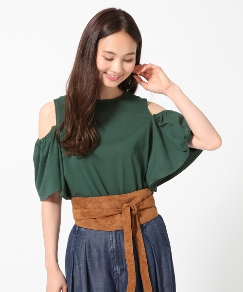 GLOBAL WORK（グローバルワーク）の「【吸水速乾】2WAYオープンショルダーTシャツ/759631（Tシャツ/カットソー・レディース・グレー/ネイビー/オレンジ/ピンク系その他/グリーン/ホワイト/ブルー系その他・LARGE/MEDIUM）」の3枚目の写真