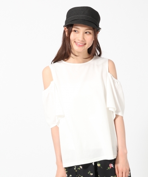 GLOBAL WORK（グローバルワーク）の「【吸水速乾】2WAYオープンショルダーTシャツ/759631（Tシャツ/カットソー・レディース・グレー/ネイビー/オレンジ/ピンク系その他/グリーン/ホワイト/ブルー系その他・LARGE/MEDIUM）」の16枚目の写真