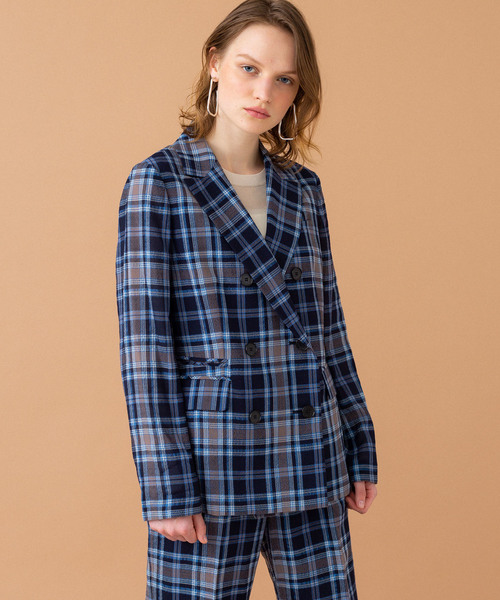 UNITED TOKYO（ユナイテッドトウキョウ）の「シアーチェックジャケット（テーラードジャケット・レディース・ネイビー・1/2）」の20枚目の写真