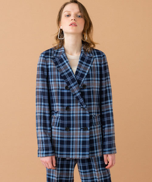 UNITED TOKYO（ユナイテッドトウキョウ）の「シアーチェックジャケット（テーラードジャケット・レディース・ネイビー・1/2）」の18枚目の写真