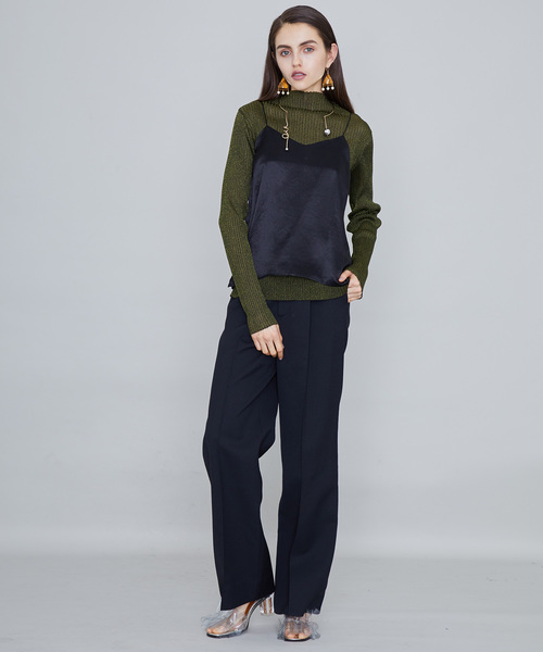 UNITED TOKYO（ユナイテッドトウキョウ）の「リボーンカコウストレートパンツ（スラックス・レディース・ブラック/ベージュ/グリーン/ワインレッド・1/2）」の12枚目の写真