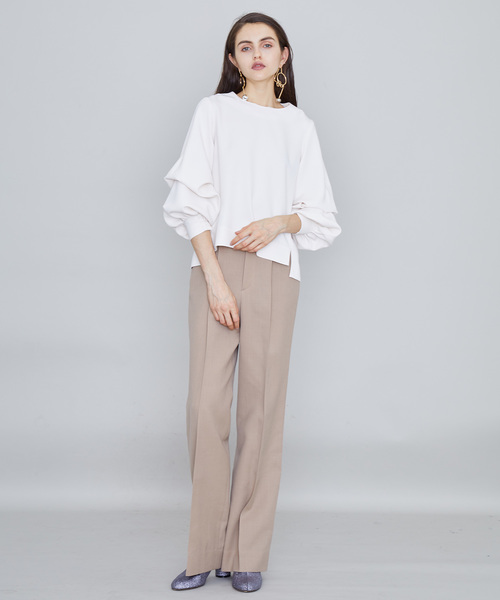 UNITED TOKYO（ユナイテッドトウキョウ）の「リボーンカコウストレートパンツ（スラックス・レディース・ブラック/ベージュ/グリーン/ワインレッド・1/2）」の8枚目の写真