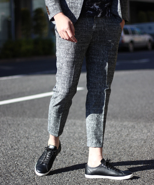 RATTLE TRAP(ラトルトラップ)の「【EVALET(R)】サッカーメランジプリントセットアップパンツ(スラックス)」|ライトグレー