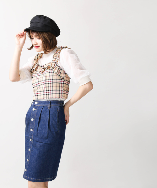 WEGO(ウィゴー)の「WEGO/チェックフリルビスチェ(ベスト・レディース・ブラック系その他2/ベージュ系その他2・FREE)」の10枚目の写真