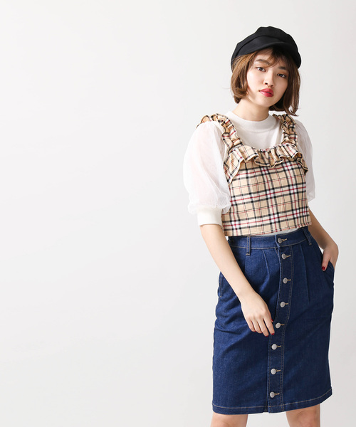 WEGO(ウィゴー)の「WEGO/チェックフリルビスチェ(ベスト・レディース・ブラック系その他2/ベージュ系その他2・FREE)」の9枚目の写真