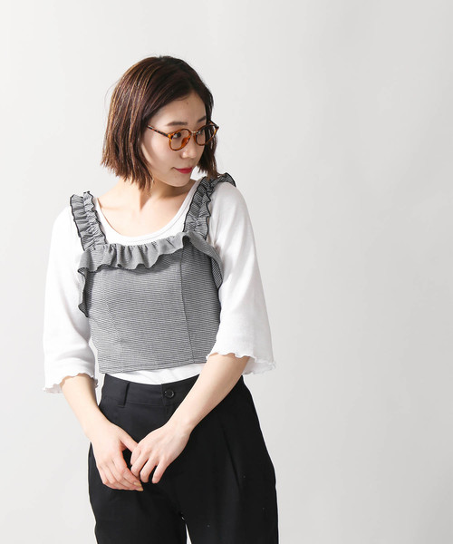 WEGO(ウィゴー)の「WEGO/チェックフリルビスチェ(ベスト・レディース・ブラック系その他2/ベージュ系その他2・FREE)」の7枚目の写真