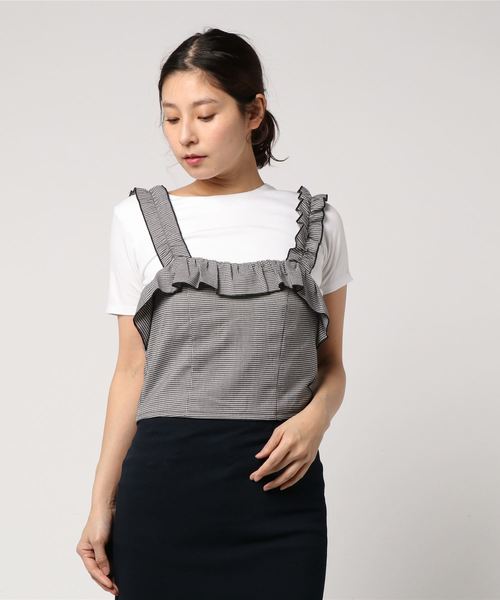 WEGO(ウィゴー)の「WEGO/チェックフリルビスチェ(ベスト・レディース・ブラック系その他2/ベージュ系その他2・FREE)」の6枚目の写真