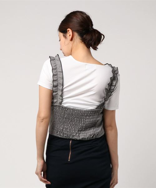 WEGO(ウィゴー)の「WEGO/チェックフリルビスチェ(ベスト・レディース・ブラック系その他2/ベージュ系その他2・FREE)」の4枚目の写真