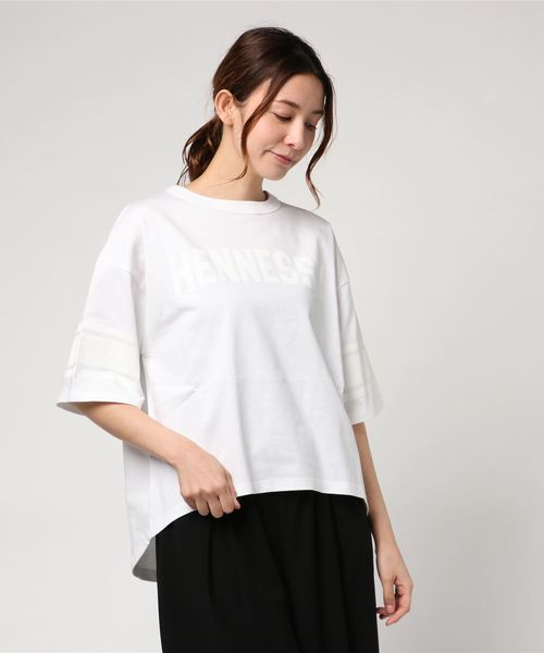 kha:ki（カーキ）の「「kha:ki/カーキ」ビッグシルエットフットボールTシャツ（Tシャツ/カットソー・レディース・ホワイト/ブラック・1）」の14枚目の写真