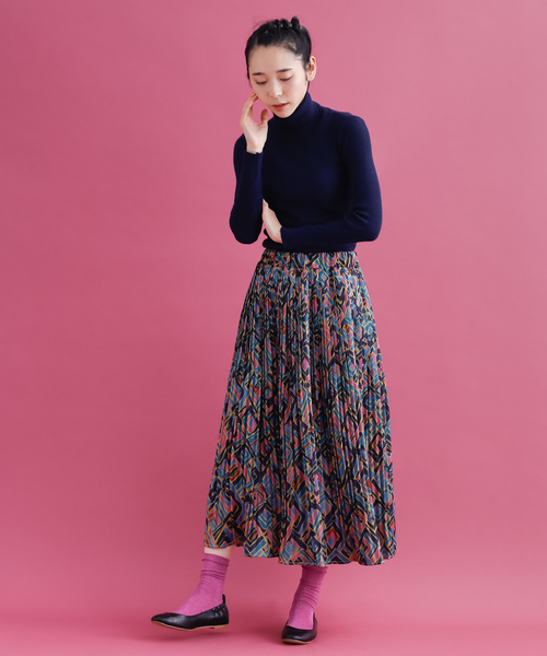 MERLOT（メルロー）の「額縁から馬柄プリーツスカート7865（スカート