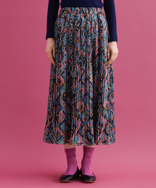 MERLOT（メルロー）の「額縁から馬柄プリーツスカート7865（スカート