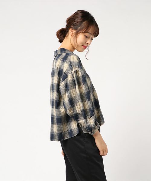 セール 開襟ボリュームスリーブチェックシャツ レディース トップス チェック柄 シャツ ブラウス C3481 神戸レタス シャツ ブラウス Kobe Lettuce コウベレタス のファッション通販 Zozotown