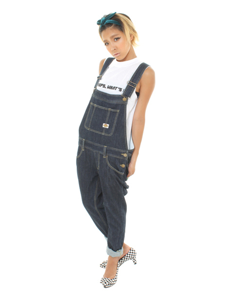 WC（ダブル シー）の「wc/デニムスキニーサロペット（サロペット/オーバーオール・レディース・インディゴブルー/ブラック・MEDIUM/SMALL）」の2枚目の写真