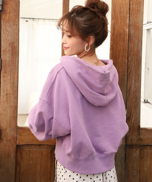 one after another NICE CLAUP(ワンアフターアナザーナイスクラップ)の「ハーフジップパーカー(パーカー・レディース・アイボリー/スミクロ/ベージュ/パープル・FREE)」の9枚目の写真