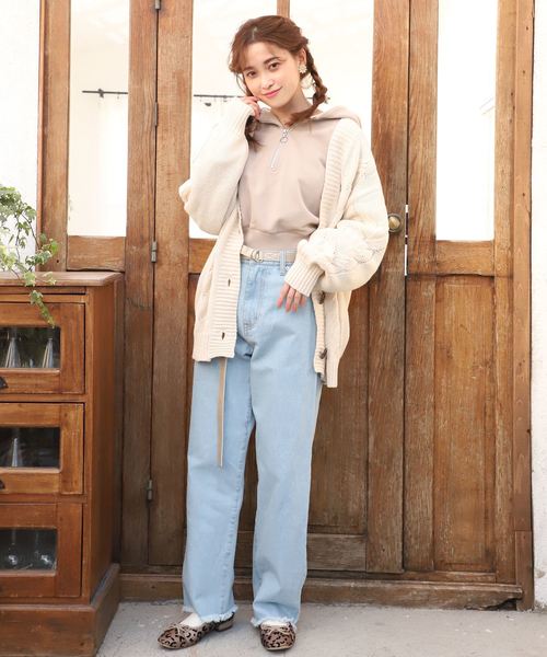 one after another NICE CLAUP(ワンアフターアナザーナイスクラップ)の「ハーフジップパーカー(パーカー・レディース・アイボリー/スミクロ/ベージュ/パープル・FREE)」の13枚目の写真