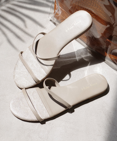 AmiAmi（アミアミ）の「ダブルストラップフラットサンダル（サンダル・レディース・アイボリー/ブラック/カーキ/モカ/グレイッシュベージュ/ブラウン系その他/ベージュ・S/M/L/LL）」の6枚目の写真