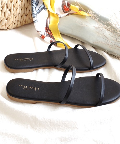 AmiAmi（アミアミ）の「ダブルストラップフラットサンダル（サンダル・レディース・アイボリー/ブラック/カーキ/モカ/グレイッシュベージュ/ブラウン系その他/ベージュ・S/M/L/LL）」の17枚目の写真