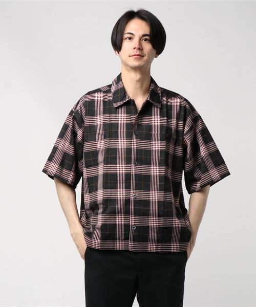 おしゃれスタ（オシャレスタ）の「ビッグシルエットチェックレギュラーカラー半袖シャツ(IR)（シャツ/ブラウス・メンズ・ブラック/ネイビー/グレー・M/L/XL）」の19枚目の写真