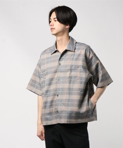 おしゃれスタ（オシャレスタ）の「ビッグシルエットチェックレギュラーカラー半袖シャツ(IR)（シャツ/ブラウス・メンズ・ブラック/ネイビー/グレー・M/L/XL）」の13枚目の写真