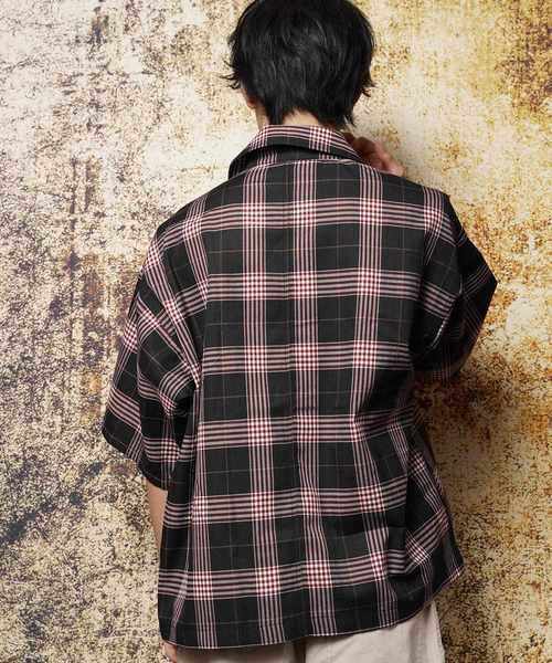 おしゃれスタ（オシャレスタ）の「ビッグシルエットチェックレギュラーカラー半袖シャツ(IR)（シャツ/ブラウス・メンズ・ブラック/ネイビー/グレー・M/L/XL）」の11枚目の写真