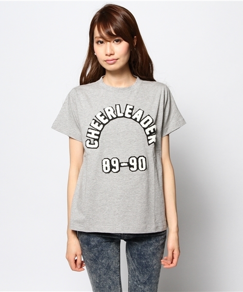 ROSE BUD（ローズバッド）の「LCTT-14170 CHEER LEADER EMB.C/N S/S-T（Tシャツ/カットソー・レディース・グレー/ブラック・ONE SIZE）」の8枚目の写真