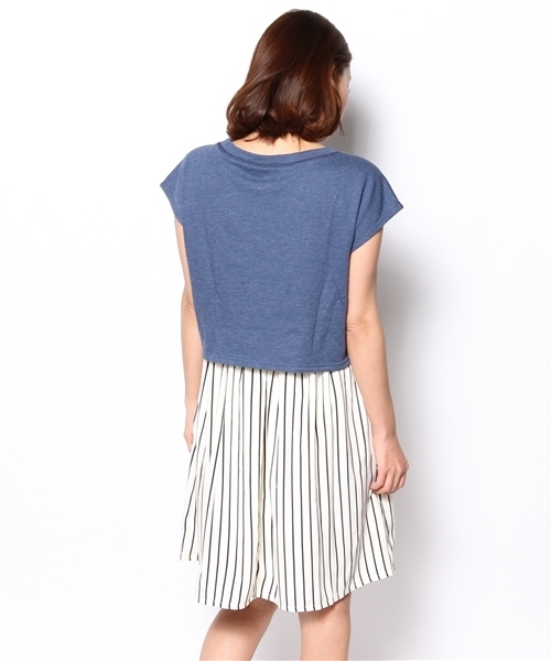 green label relaxing(グリーンレーベルリラクシング)の「GC T/Cニット×ウラケ キリカエワンピース ◆(ワンピース・レディース・グレー/ネイビー・フリー)」の10枚目の写真