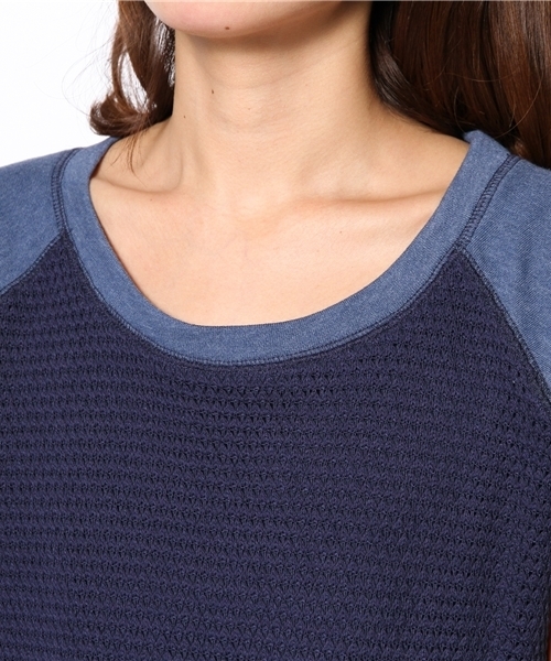 green label relaxing(グリーンレーベルリラクシング)の「GC T/Cニット×ウラケ キリカエワンピース ◆(ワンピース・レディース・グレー/ネイビー・フリー)」の3枚目の写真