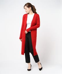 モイストリブ ロングスリーブ Vネック ロングカーディ