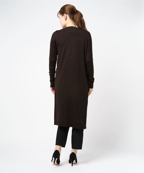 three dots(スリードッツ)の「モイストリブ ロングスリーブ Vネック ロングカーディ(カーディガン/ボレロ・レディース・ダークブラウン/レッド/ストーン・S/M)」の5枚目の写真
